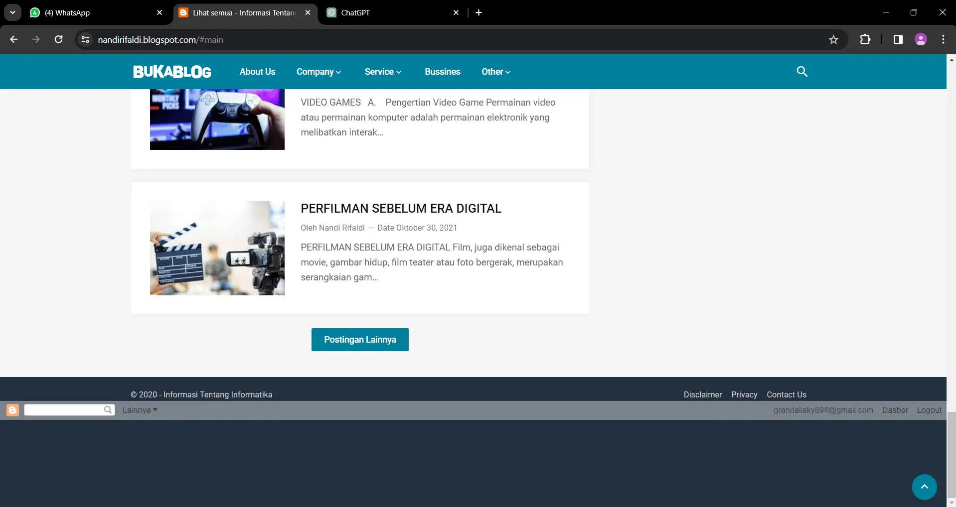 Blogger Website screenshot 3