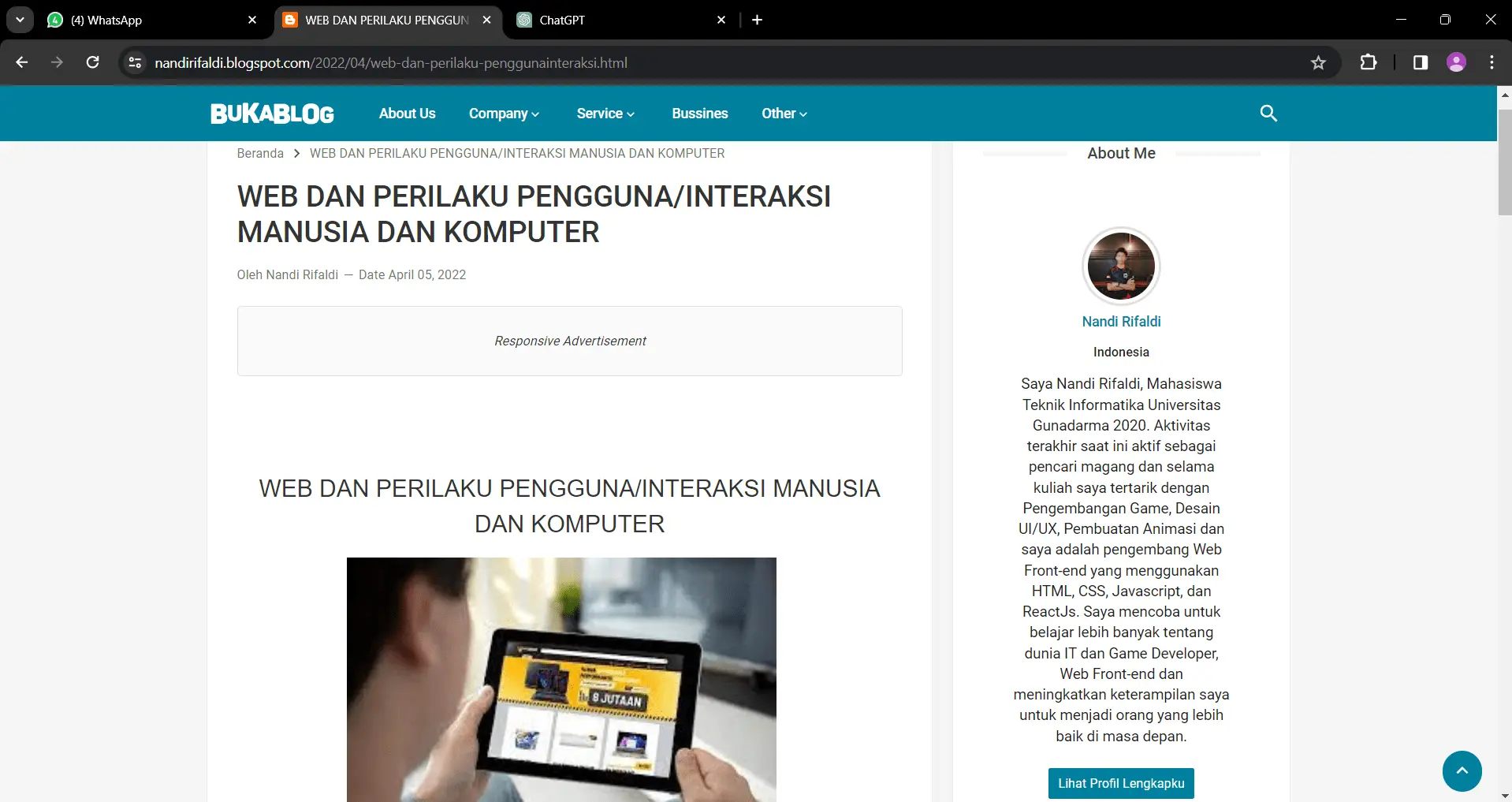 Blogger Website screenshot 4